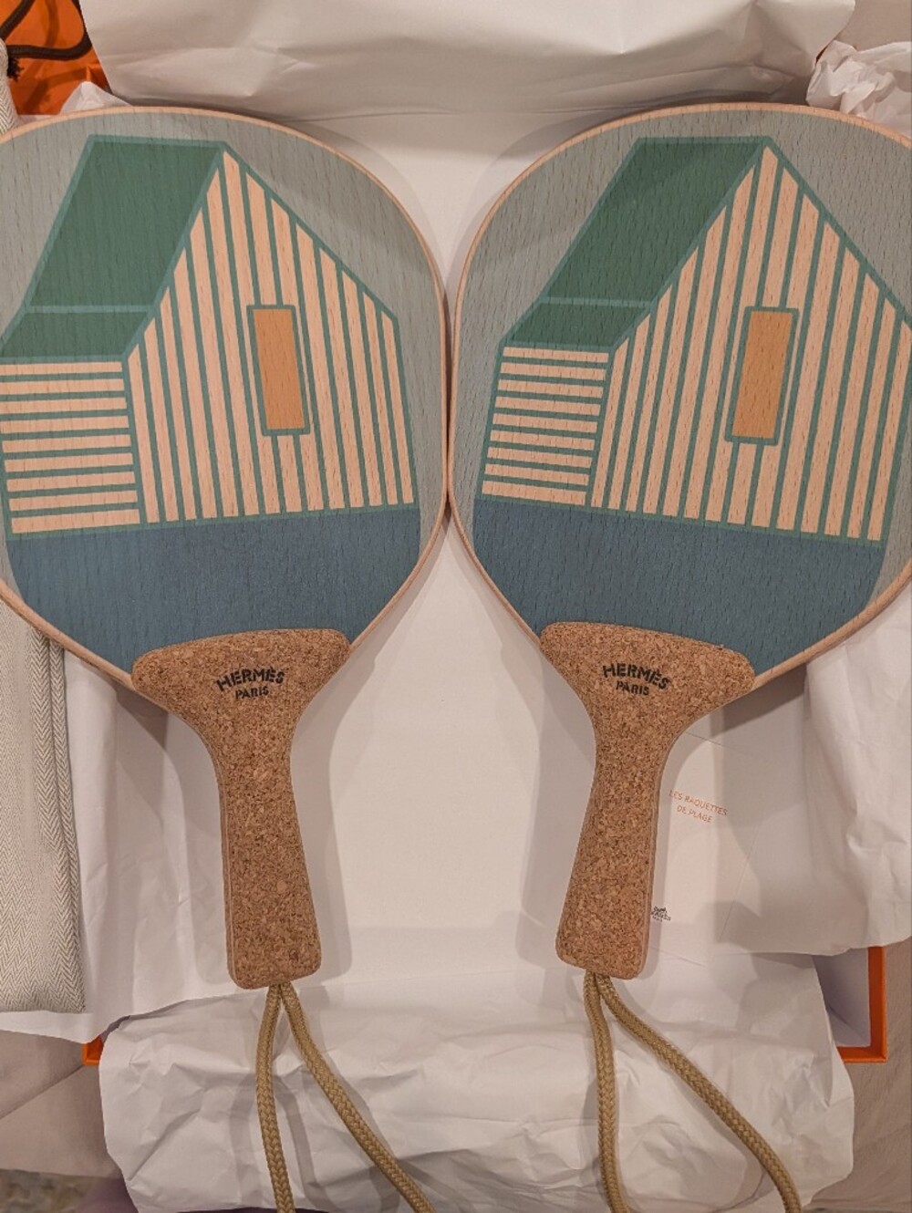 HERMES Les Cabanes set of 2 beach rackets
